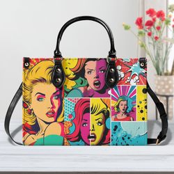 Pop Art Handbag, Retro-Chic Purse, Unique Print Bag, Trendsetter Fashion, Playful Retro Mod Style Handbag