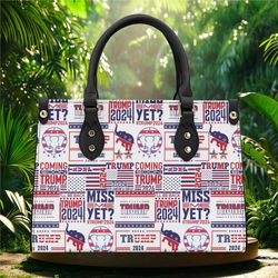 Trump Ladies Faux Leather Handbag, 2024 Trump Election Merchandise, Donald Trump Purse, Republican Leather Handbag