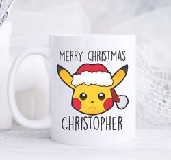 Pikachu Santa Mug Pokemon, Fun Gift, Coffee Mug, Teenager, Young Adult Mug, Christmas, Personalized Mug