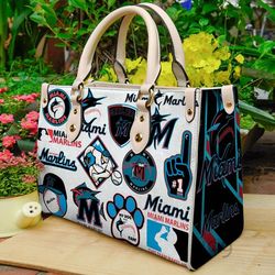 Miami Marlins Exo Leather Handbag, Women Leather Hand Bag