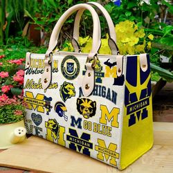 Michigan Wolverines Leather Bag, Women Leather Hand Bag