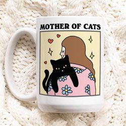 Cat Mama Quote Mug, Mother Of Cats Cat Lady Mug, Baby Kitty Cat Love Coffee Mug, Positive Quote, Retro Cottagecore Mug