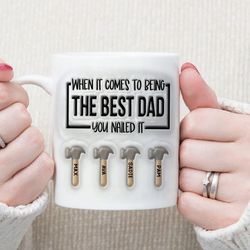 Custom Dad Fist Bump Mug, Dad 3D Inflated Custom Mug, Dad Mug, Custom Kids Names Mug, Fathers Day Coffee Mug
