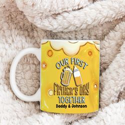 Personalized Our First Fathers Day Together Mug, Custom Funny Fathers Day Coffee Mug, First Time Dad Gift From Baby