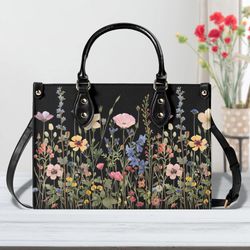 Bloom In Style The Floral Chic Leather Tote Bag, Waterproof Leather Handbag, Top Handle Vegan Leather, Crossbody Bag