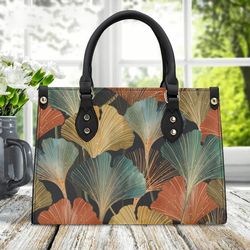 Colorful Wild Flowers Pattern Leather Handbag, Cottagecore Leather Handbag, Vegan Leather Luxury Boho Bag, Hippies B