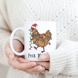 Chicken Lover Animal Christmas Mug, Christmas Farm Animals Coffee Cup, Funny Chicken Christmas Mug, Xmas Gift for Chick