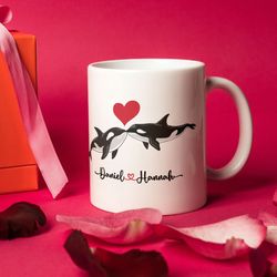 Custom Couple Mug Orca Whale Valentines Day Gift For Orca Whale Lover Anniversary Boyfriend Gift Idea Husband Gift Pers