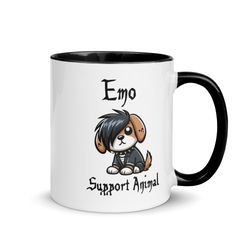 Emo Support Animal mug - Mug, coffee - black handle and interior - 2 sizes available - washer and mic safe