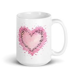 Heart Mug Joyful Heart Gift Musical Notes Heart Vibration Mug