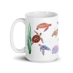 Sea Turtle Mug Nature Ocean Turtle Lover Gift Aquatic Life, Beach Lover, Coffee, Mug, Aquarium, Nature Lover, Turtles, B