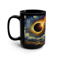 Solar Eclipse Mug Black Mug, 15oz Totality Date April 08 2024