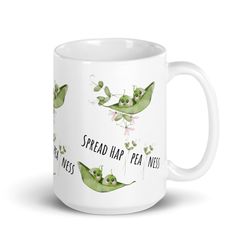 Spread Hap pea ness Mug Pea Lover Gift Vegetable Pun Mug Gardener Gift Funny Veggie Mug
