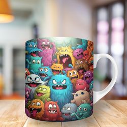 3D colorful monster kitten Mug, 11oz And 15oz Mug, Mug Design