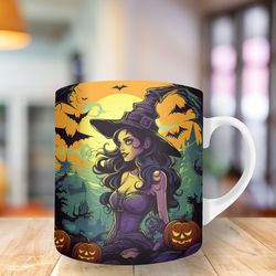 3d halloween witch with hat mug, 11oz and 15oz mug, mug design