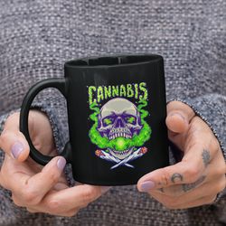 cannabis skull mug, stoner gift, funny cannabis gifts, weed lover mug