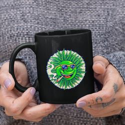 smiling emoji mug, stoner gift, funny cannabis gifts, weed lover mug