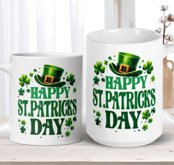 Happy St Patricks Day Mug, Saint Patrick's Day Gift, Irish Coffee Mug, Shamrock Clover Hat Mug, Saint Patrick Day Decor