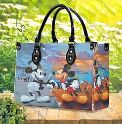 Mickey Women Leather Bag, Mickey Women Handbag, Disney Handbag, Disney Fan Gift, Custom Leather Bag, Shopping Bag