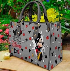 Vintage Mickey Leather HandBag,Mickey Handbag,Love Disney,Disney Handbag,Travel handbag,Teacher Handbag,Handmade Bag