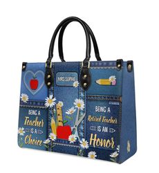 Being A Teacher Is A Choice Leather Bag, Woman Shoulder Bag,Shopping Bag, Book Handbag, Gift For Her