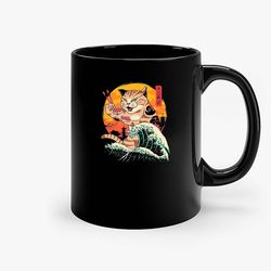 Sdiby Vintage Anime Cat Black Ceramic Mug, Funny Gift Mug, Gift For Her, Gift For Him
