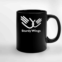 Sturdy Wings Black Ceramic Mug, Funny Gift Mug, Gift For Her, Gift For Him