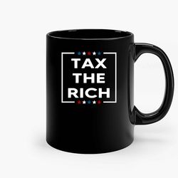 Tax The Rich Aoc Star Ceramic Black Mug, Funny Gift Mug, Gift For Her, Gift For Him
