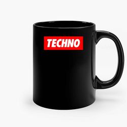Techno Ceramic Black Mug, Funny Gift Mug, Gift For Her, Gift For Him
