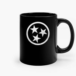 Tennessee Flag Star Ceramic Black Mug, Funny Gift Mug, Gift For Her, Gift For Him