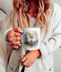 american watercolor bald eagle mug, american flag mug, patriotic gift mug