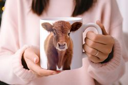 highland cute baby cow mug, little moo delight mug, cow lover birthday gifts for women birthday gifts for mom