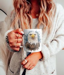 USA Watercolor Bald Eagle Mug, American Eagle Mug, Patriotic Gift Mug