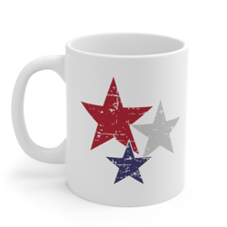 red white blue stars july 4th coffee mug, microwave and dishwasher safe ceramic cup, usa patriotic american flag mug