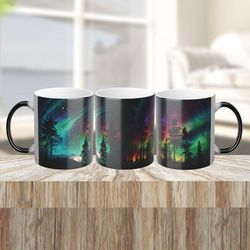 Northern Lights Color Changing Mug, Aurora Borealis Color-Morphing Mug, Celestial Astronomer Gift, Heat Sensitive Mug