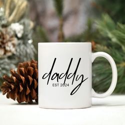 daddy est 2024 coffee mug, baby announcement gift mug, family gift