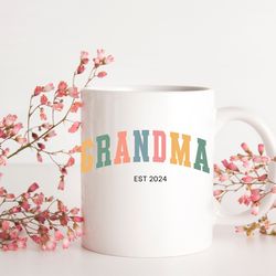 grandma est 2024 coffee mug, baby announcement gift mug, family gift