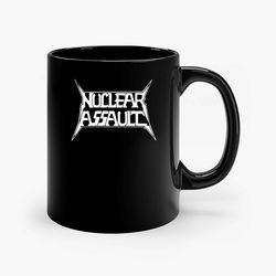 nuclear assault american thrash metal band logo ceramic mug, funny coffee mug, gift mug