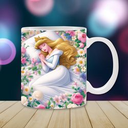 cute princess aurora mug wrap, 11oz & 15oz mug template, sleeping beauty mug design, mug wrap template