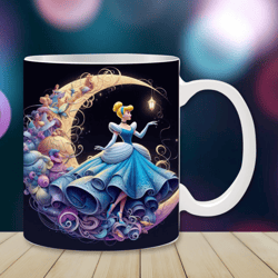 Cinderella Mug Wrap, 11oz & 15oz Mug Template, Princess Mug Sublimation Design