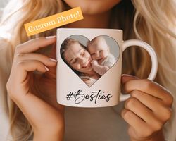 personalized photo coffee mug, custom mug for mom, mommy and me mug, mama and mini besties, baby photo mug, mothers day