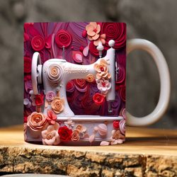3D Floral Sewing Machine Mug
