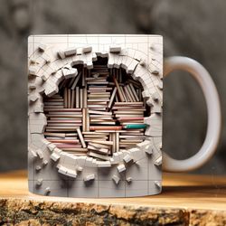 Enchanting 3D Bookshelf Mug