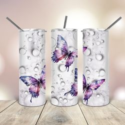 20 oz  tumbler watercolor butterflies, gift for lover, gift for her