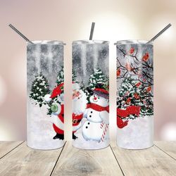 20 Oz skinny Tumbler Santa Claus and Snowman, Gift For Lover, Gift For Her