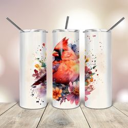 20 Oz skinny Tumbler Watercolor Northern cardinal, Gift For Lover, Gift For Her