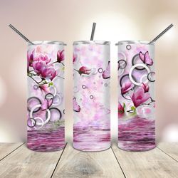 20 OZ Tumbler Butterflies and Magnolias, Gift For Lover, Gift For Her
