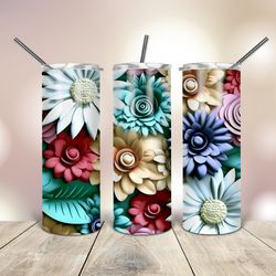 3D Colorful Flowers 20 Oz skinny Tumbler, Gift For Lover, Gift For Her