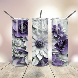3D Purple Tumbler White 20 Oz skinny, Gift For Lover, Gift For Her