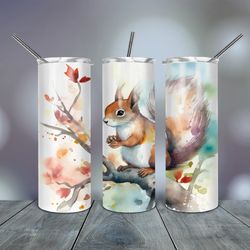 Autumn Squirrel in the Tree Tumbler  20 Oz skinny, Gift For Lover, Gift For Her